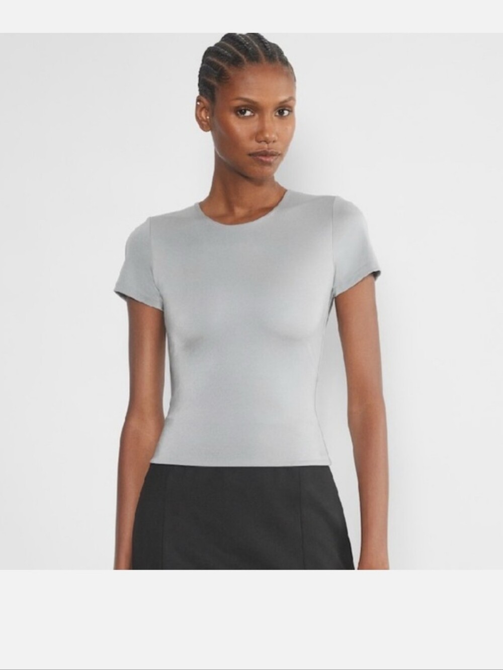 Aritzia Contour Crewneck Short-Sleeve Top - Light Gray